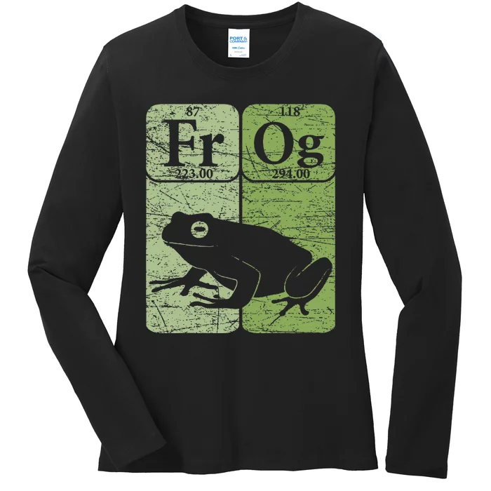 Frog Periodic Table Elements Herpetologist Frog Lover Retro Ladies Long Sleeve Shirt