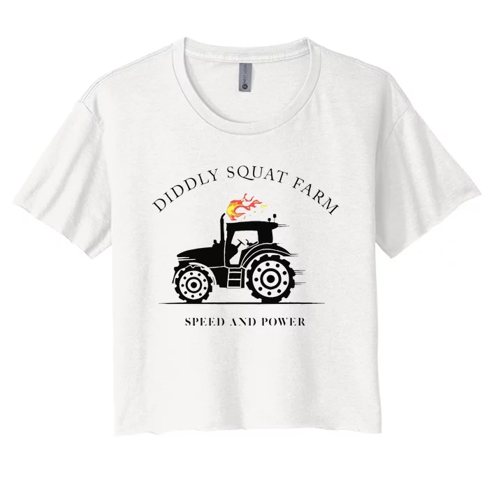 Funny Perfect Tractor Design Diddly Squat Farm Speed And Power Gift Women's Crop Top Tee