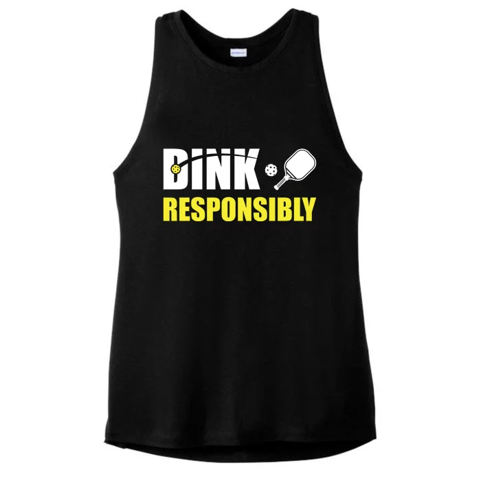 Funny Pickleball Team Clothing Dink Responsibly Ladies Tri-Blend Wicking Tank