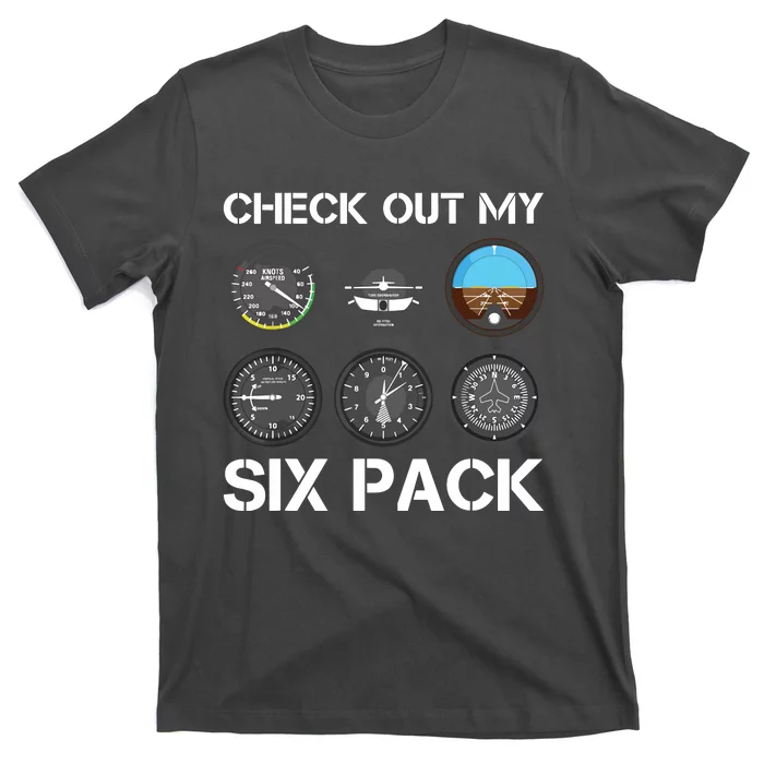 Funny Pilot Top Airplane Six Pack Flight Instruments Gift T-Shirt