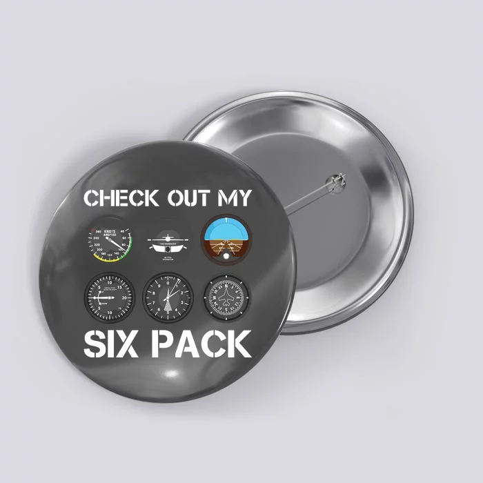 Funny Pilot Top Airplane Six Pack Flight Instruments Gift Button