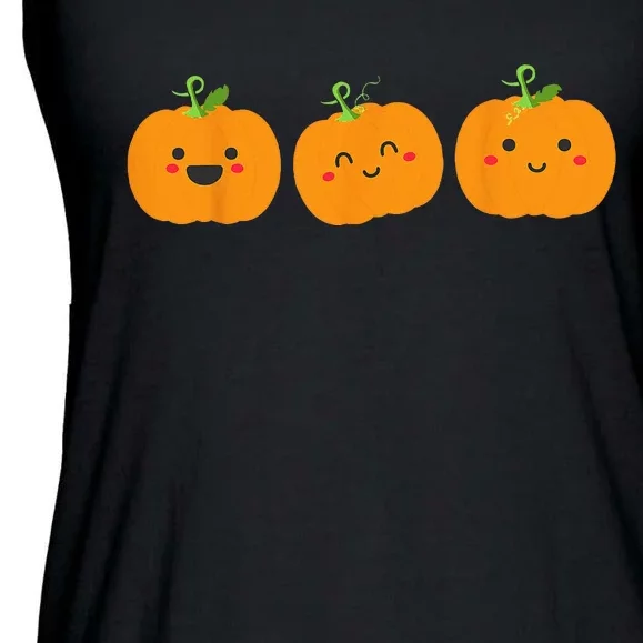 Festive Pumpkin Trio for Halloween and Autumn Ladies Essential Flowy Tank