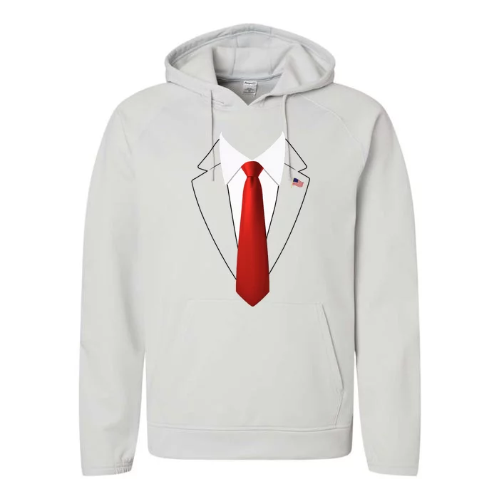 Funny President Trump Suit Lazy Halloween Performance Fleece Hoodie