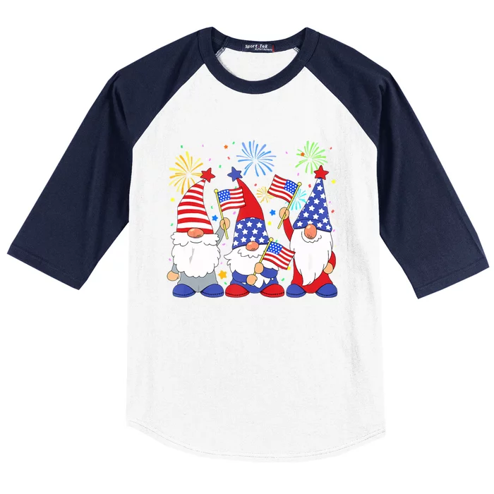 Funny Patriotic Usa American Gnomes 4th Of July Great Gift Baseball Sleeve Shirt