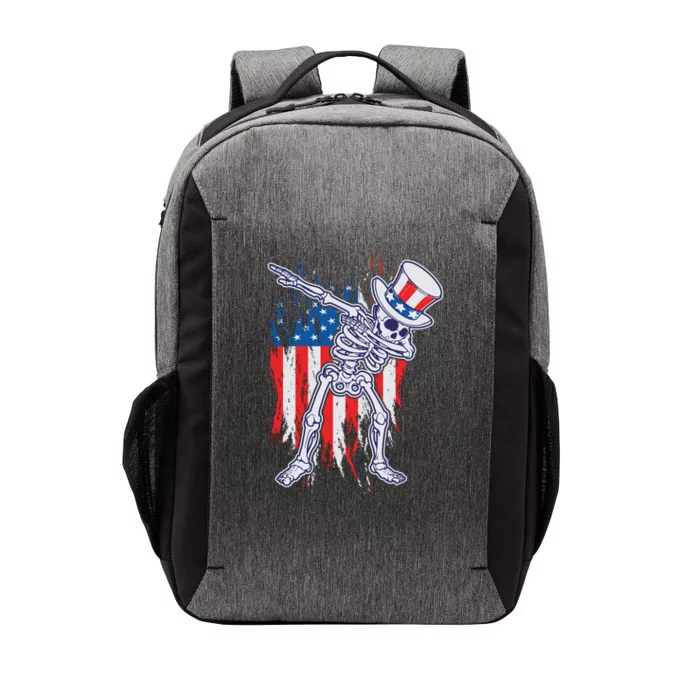 Funny Patriotic USA American Flag Dabbing Skeleton Vector Backpack