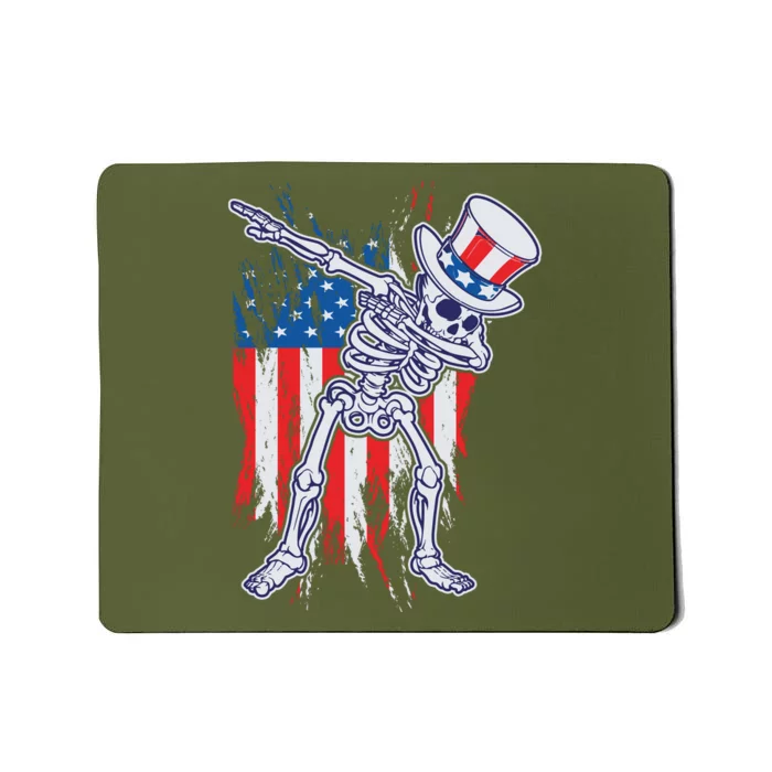 Funny Patriotic USA American Flag Dabbing Skeleton Mousepad