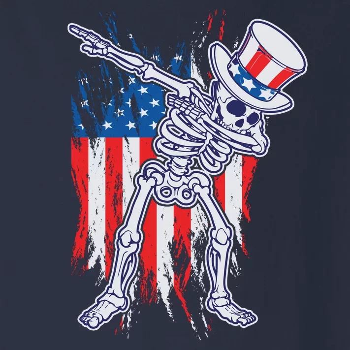 Funny Patriotic USA American Flag Dabbing Skeleton Toddler Long Sleeve Shirt