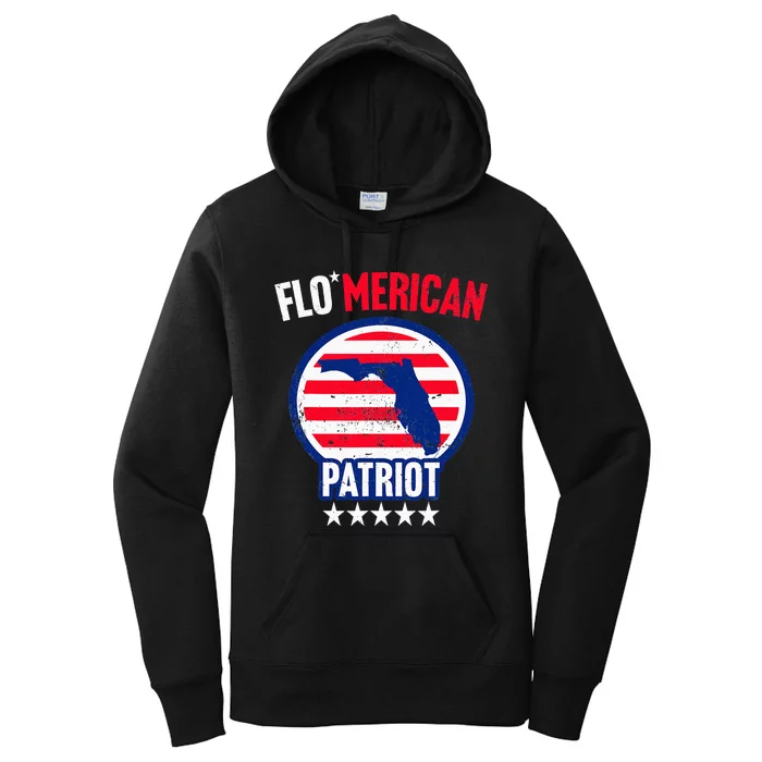 Florida Patriotic US Memorial Day July 4th Independence Women's Pullover Hoodie