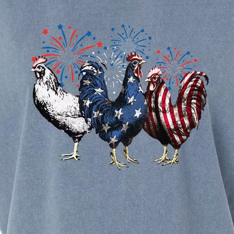 Funny Patriotic Usa Chicken  4th Of July Chicken Gift Garment-Dyed Women's Muscle Tee