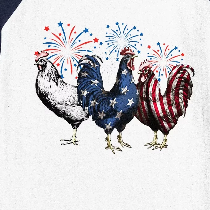 Funny Patriotic Usa Chicken  4th Of July Chicken Gift Baseball Sleeve Shirt