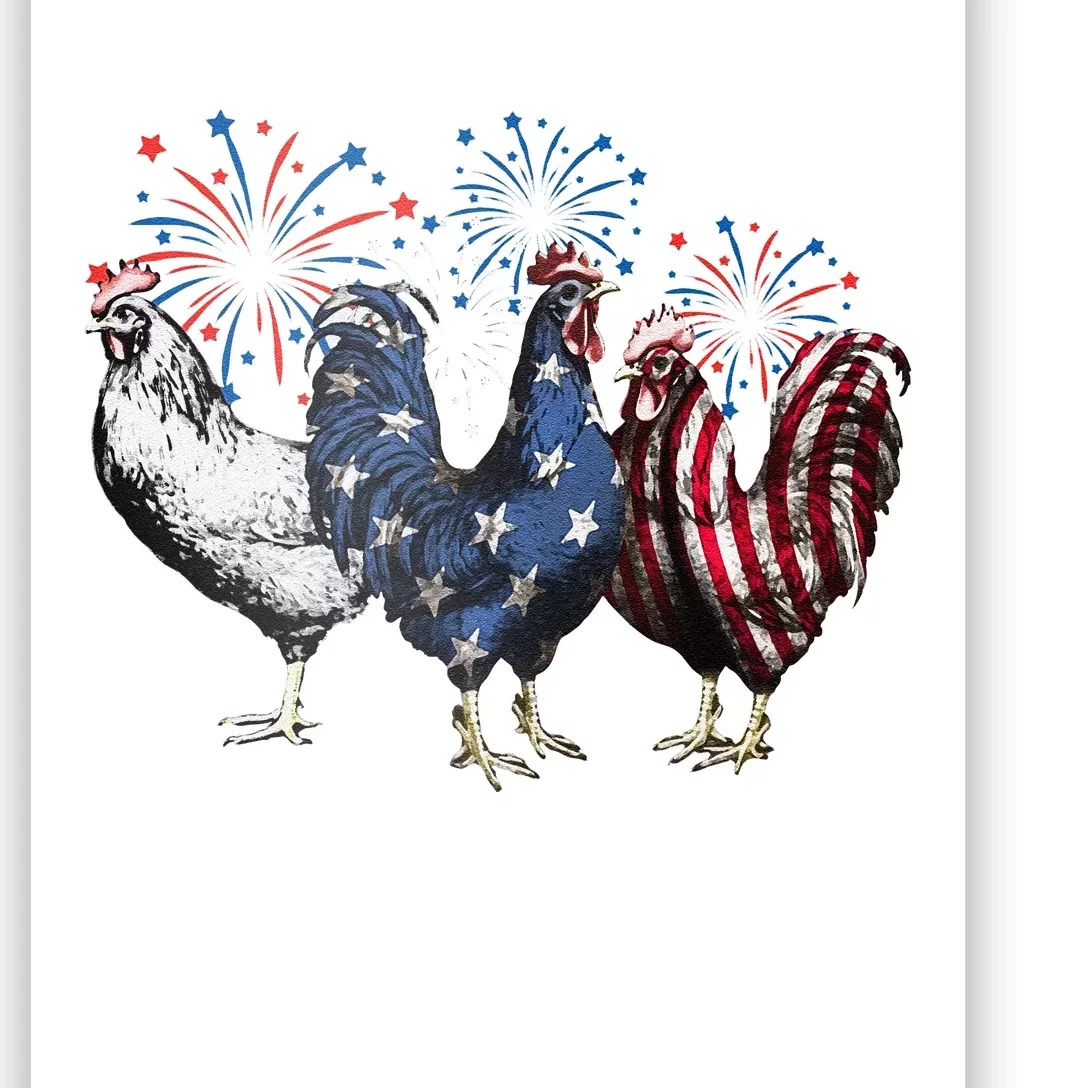 Funny Patriotic Usa Chicken  4th Of July Chicken Gift Poster