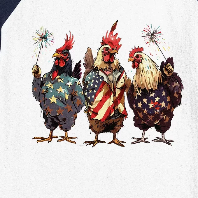 Funny Patriotic Usa Chicken Gift Baseball Sleeve Shirt