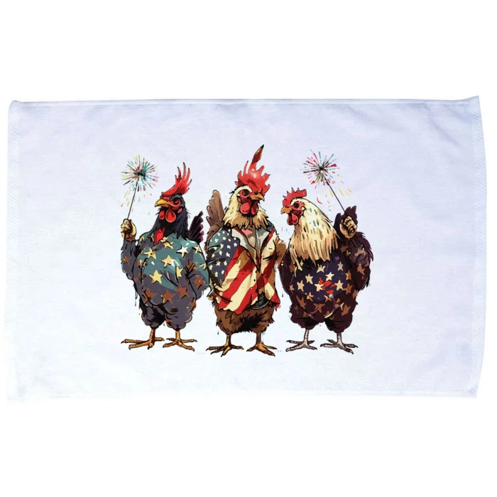 Funny Patriotic Usa Chicken Gift Microfiber Hand Towel