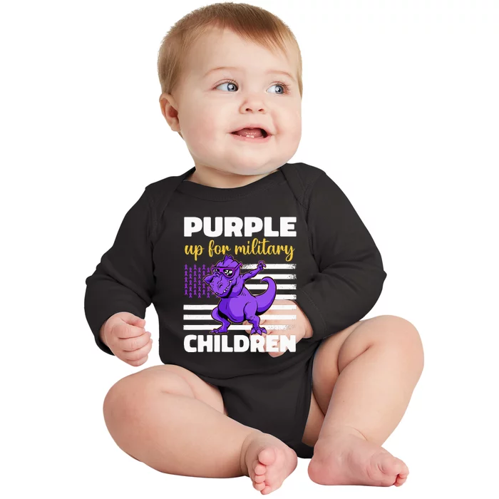 Funny Purple Up For Military Month Children Baby Long Sleeve Bodysuit