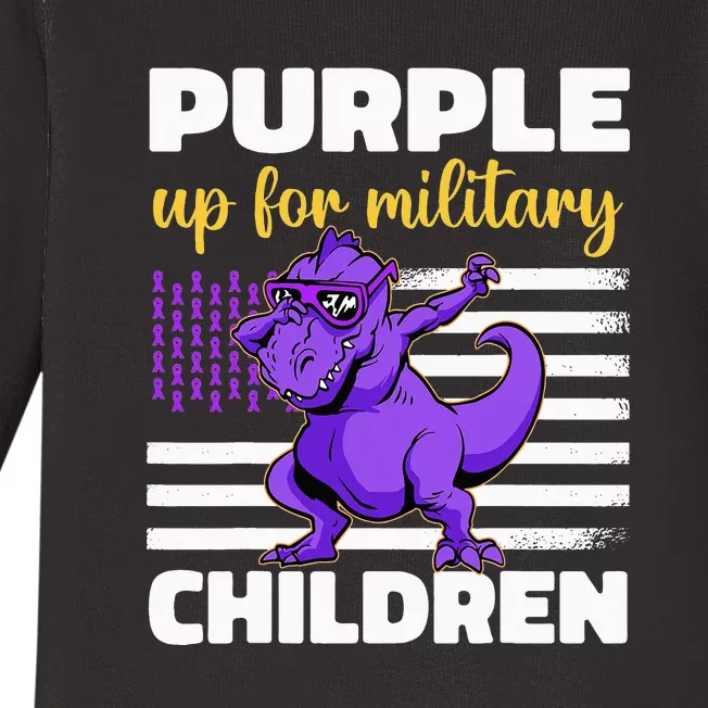 Funny Purple Up For Military Month Children Baby Long Sleeve Bodysuit