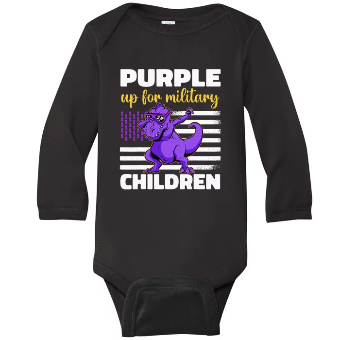 Funny Purple Up For Military Month Children Baby Long Sleeve Bodysuit