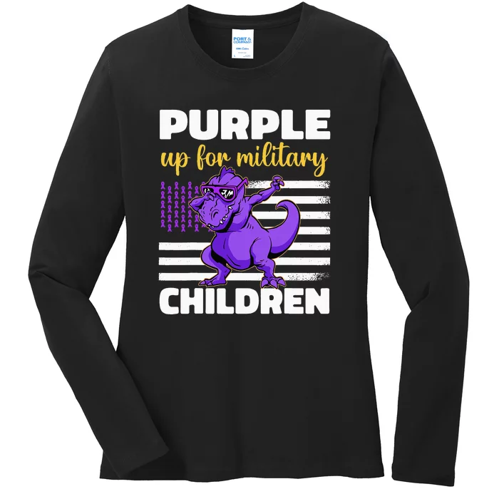 Funny Purple Up For Military Month Children Ladies Long Sleeve Shirt