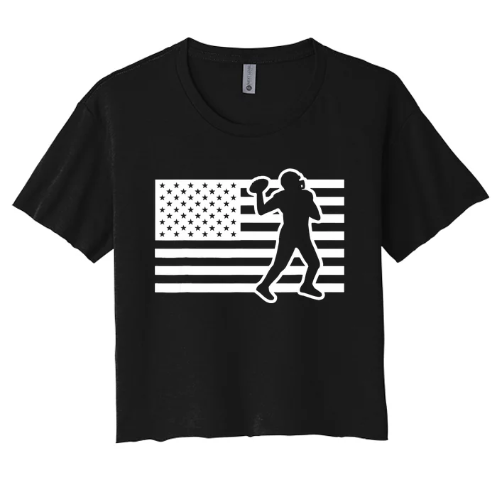 Football Player USA Flag Women's Crop Top Tee