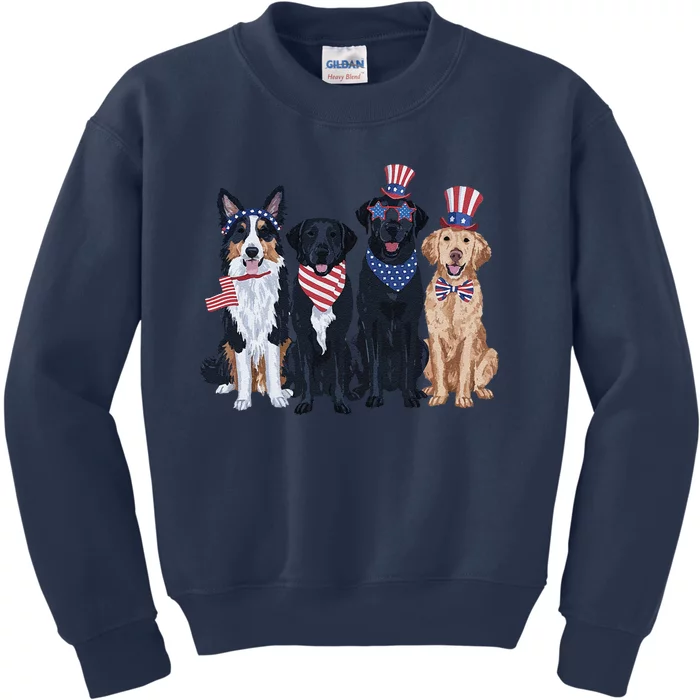 Funny Patriotic Usa Dog  4th Of July Dog Independence Day Kids Sweatshirt