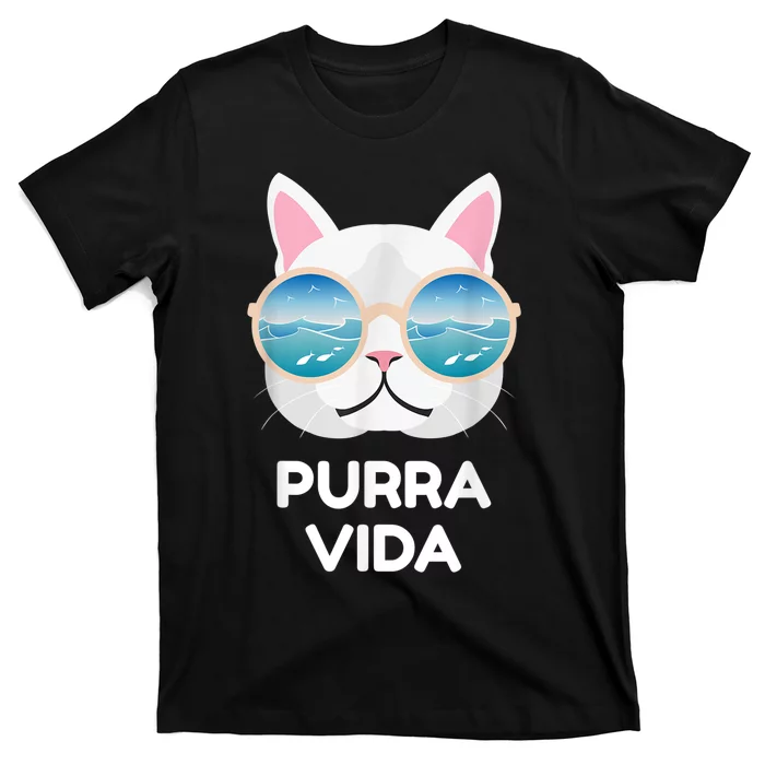 Funny Pura Vida Cat Costa Rica Surfing Surf Waves T-Shirt