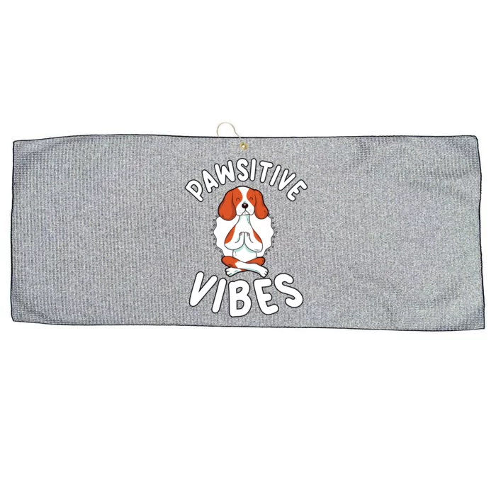 Funny Pawsitive Vibes Pun Cute Yoga Dog Beagle Lovers Gift Large Microfiber Waffle Golf Towel