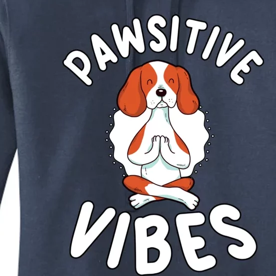 Funny Pawsitive Vibes Pun Cute Yoga Dog Beagle Lovers Gift Women's Pullover Hoodie