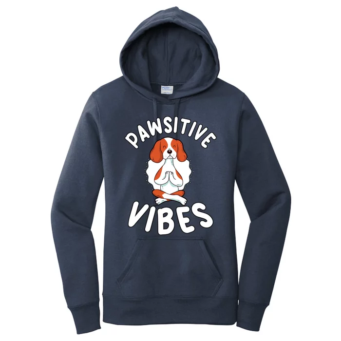 Funny Pawsitive Vibes Pun Cute Yoga Dog Beagle Lovers Gift Women's Pullover Hoodie