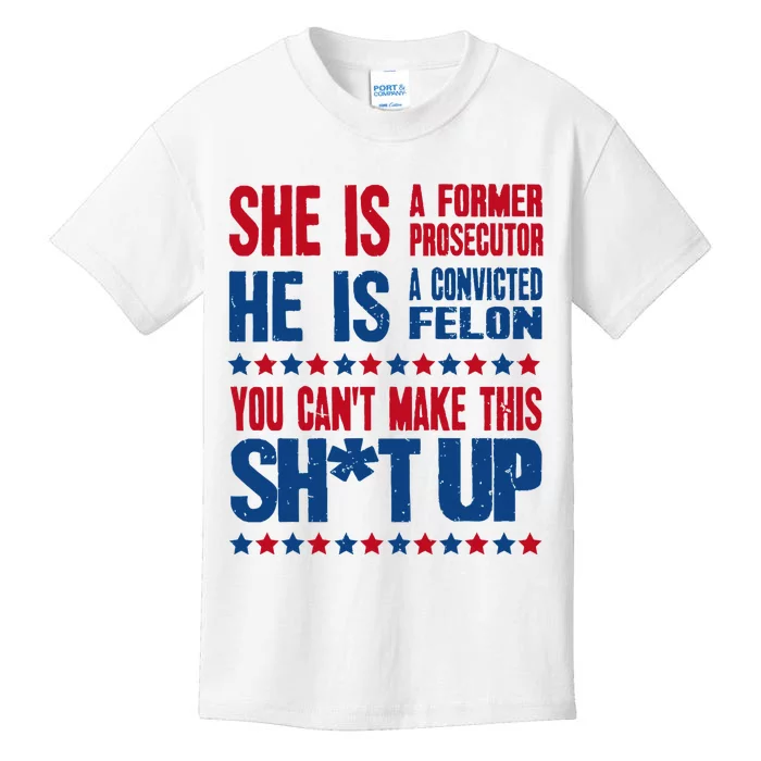 Former Prosecutor Vs Felon Pro Kamala Harris 2024 President Kids T-Shirt