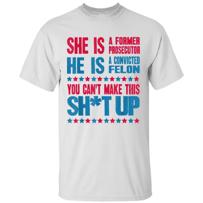 Former Prosecutor Vs Felon Pro Kamalaharris 2024 Tall T-Shirt