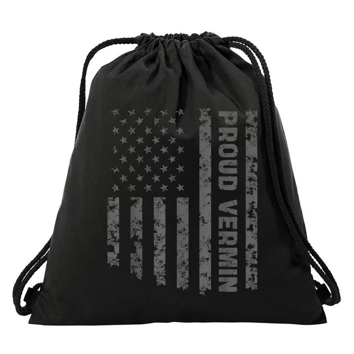 Funny Proud Vermin American Flag Drawstring Bag