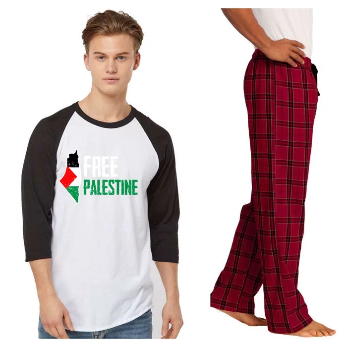 Free Palestine Vintage Distressed Palestinian Cute Gift Raglan Sleeve Pajama Set