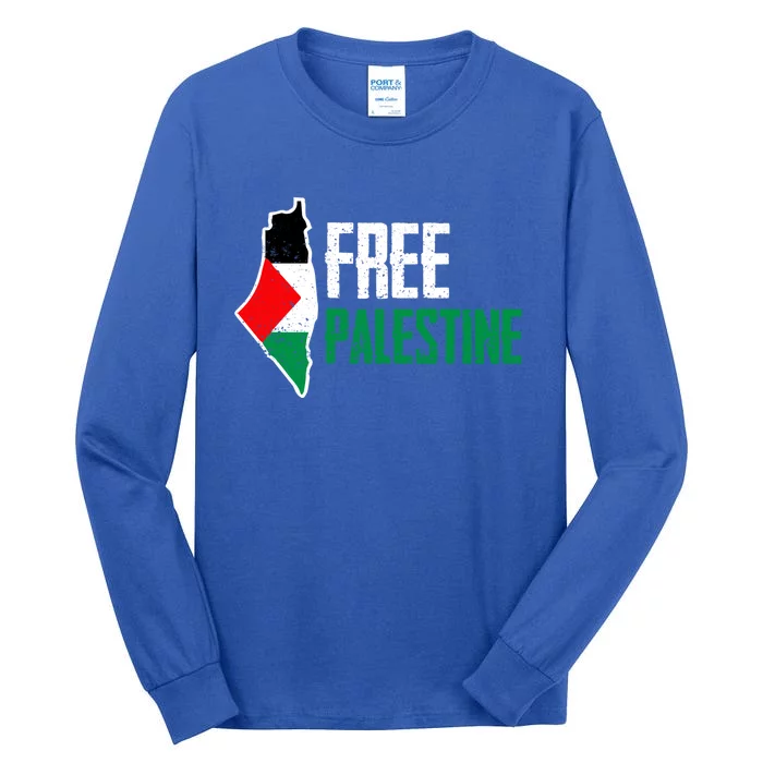 Free Palestine Vintage Distressed Palestinian Cute Gift Tall Long Sleeve T-Shirt