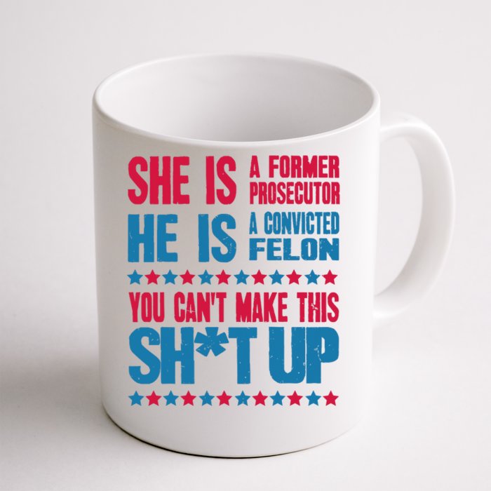 Former Prosecutor Vs Felon Pro Kamala Harris 2024 President Front & Back Coffee Mug