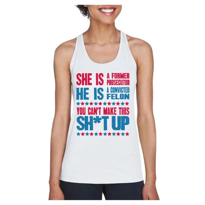 Former Prosecutor Vs Felon Pro Kamala Harris 2024 President Women's Racerback Tank