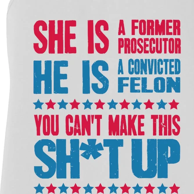 Former Prosecutor Vs Felon Pro Kamala Harris 2024 President Women's Racerback Tank