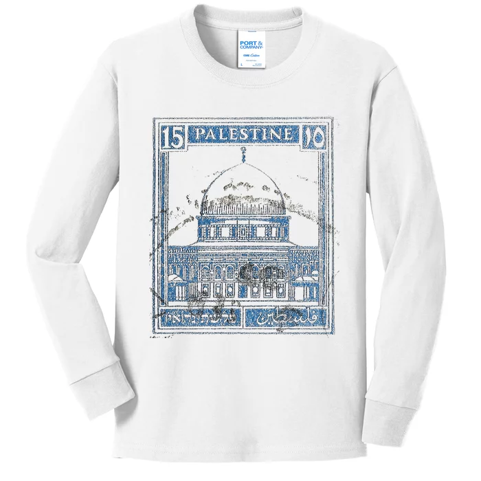 Free Palestine Vintage Stamp Stand For Peace Middle East Kids Long Sleeve Shirt