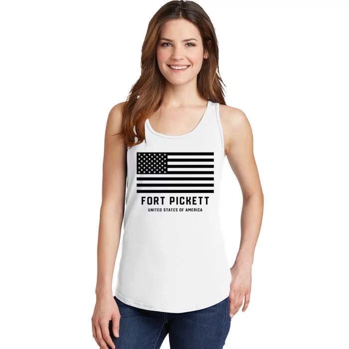 Fort Pickett Virginia USA Military American Flag Ladies Essential Tank