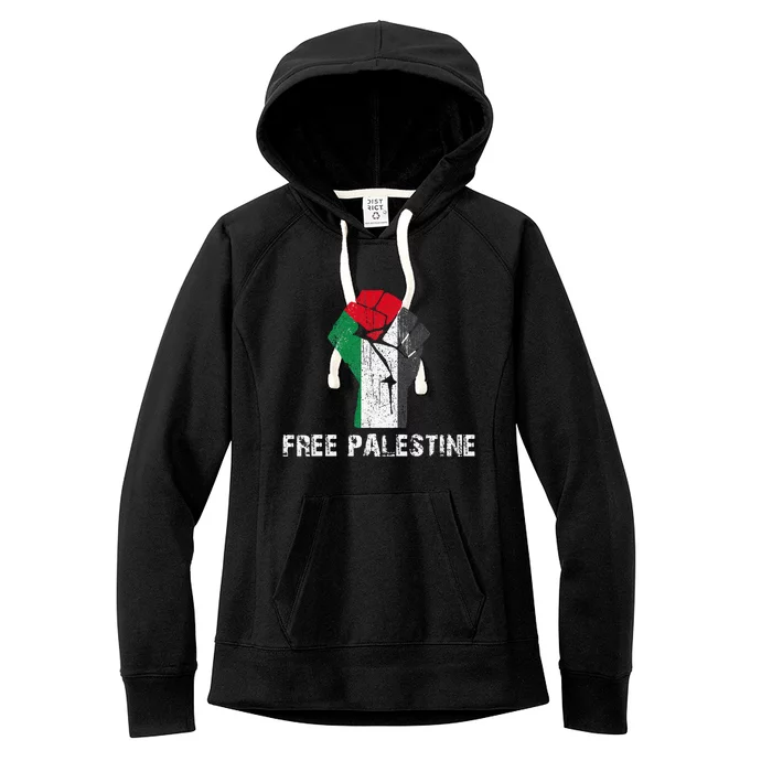 Free Palestine Vintage Retro Palestine Fist Women's Fleece Hoodie