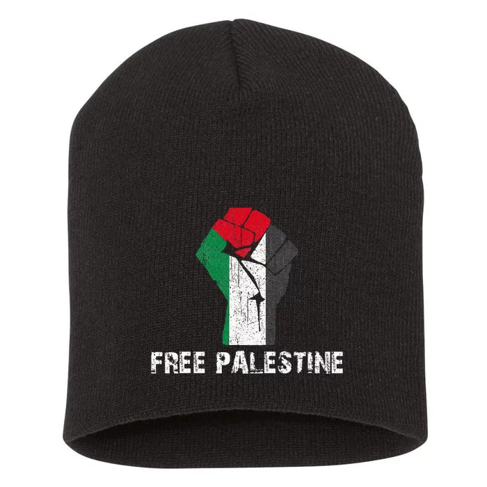 Free Palestine Vintage Retro Palestine Fist Short Acrylic Beanie