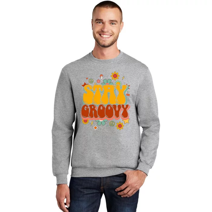 Floral Peaceful Vibes Embrace Positivity with Retro Flower Design Tall Sweatshirt