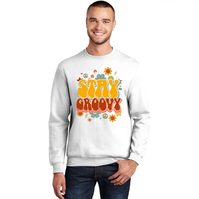 Floral Peaceful Vibes Embrace Positivity with Retro Flower Design Sweatshirt