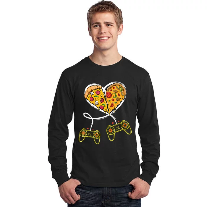 Funny Pizza Video Game Lover Gamer Valentines Day Couple Tall Long Sleeve T-Shirt