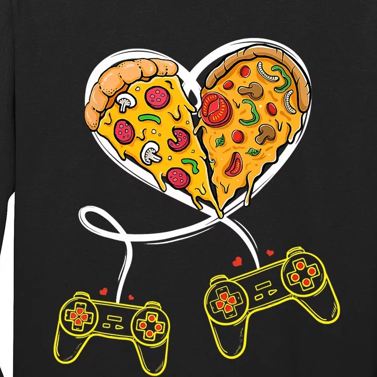 Funny Pizza Video Game Lover Gamer Valentines Day Couple Tall Long Sleeve T-Shirt