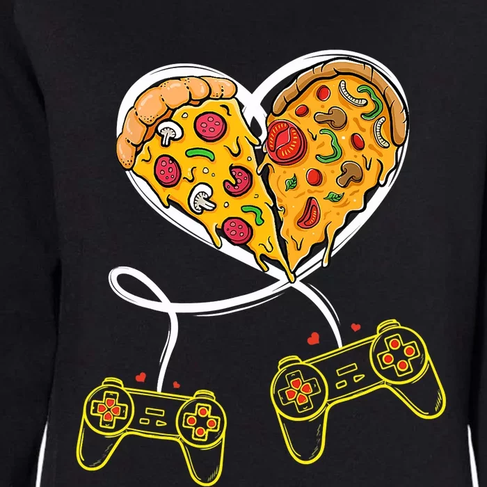 Funny Pizza Video Game Lover Gamer Valentines Day Couple Womens California Wash Sweatshirt