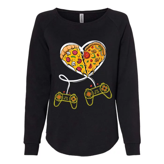 Funny Pizza Video Game Lover Gamer Valentines Day Couple Womens California Wash Sweatshirt