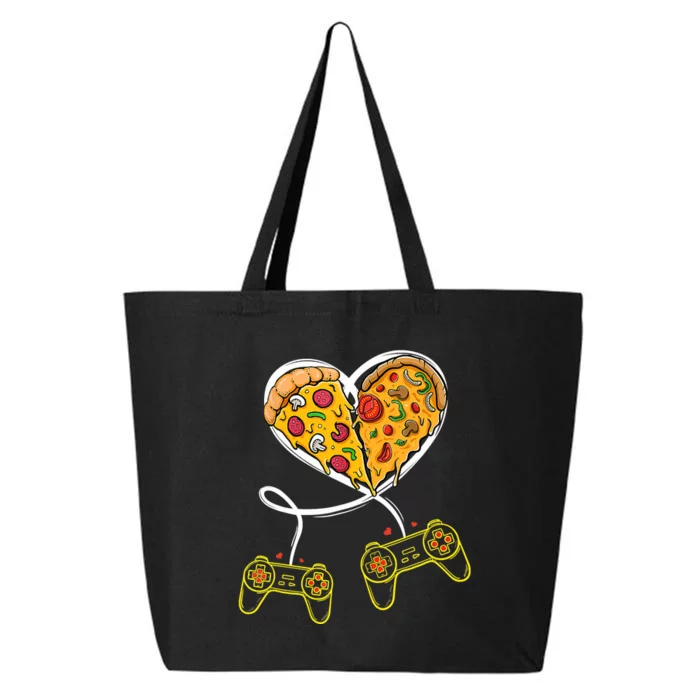 Funny Pizza Video Game Lover Gamer Valentines Day Couple 25L Jumbo Tote