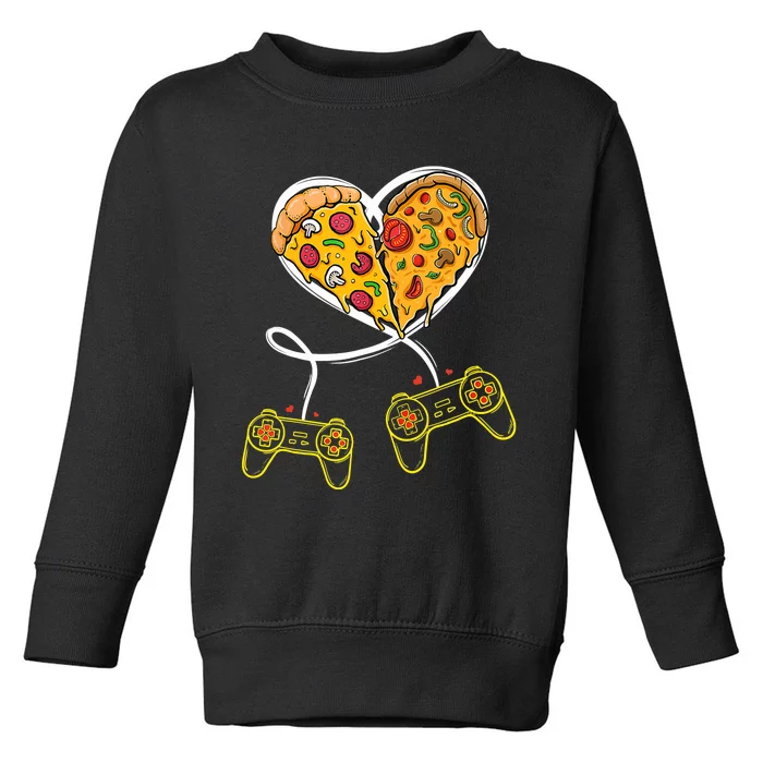 Funny Pizza Video Game Lover Gamer Valentines Day Couple Toddler Sweatshirt