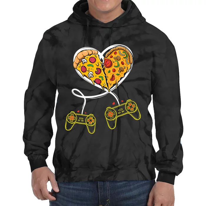 Funny Pizza Video Game Lover Gamer Valentines Day Couple Tie Dye Hoodie