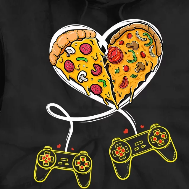 Funny Pizza Video Game Lover Gamer Valentines Day Couple Tie Dye Hoodie