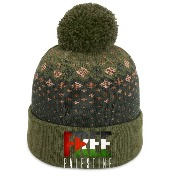 Free Palestine Vintage Design The Baniff Cuffed Pom Beanie